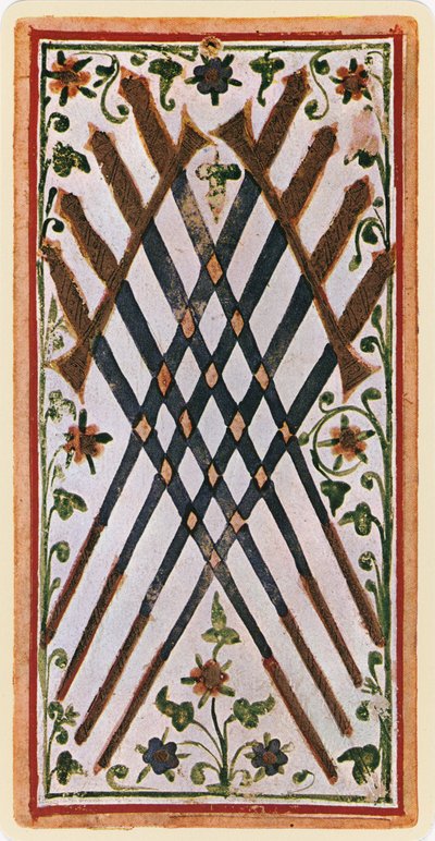 El ocho de espadas, facsímil de una carta del tarot del mazo 